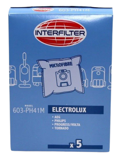 Kit 5 sacos micro-filtro CANDY HOOVER AEG ELECTROLUX PHILIPS 603-PH41M- 35601421